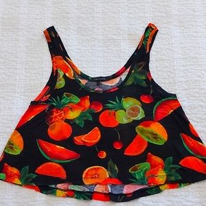Talula Crop Fruit Print Tank